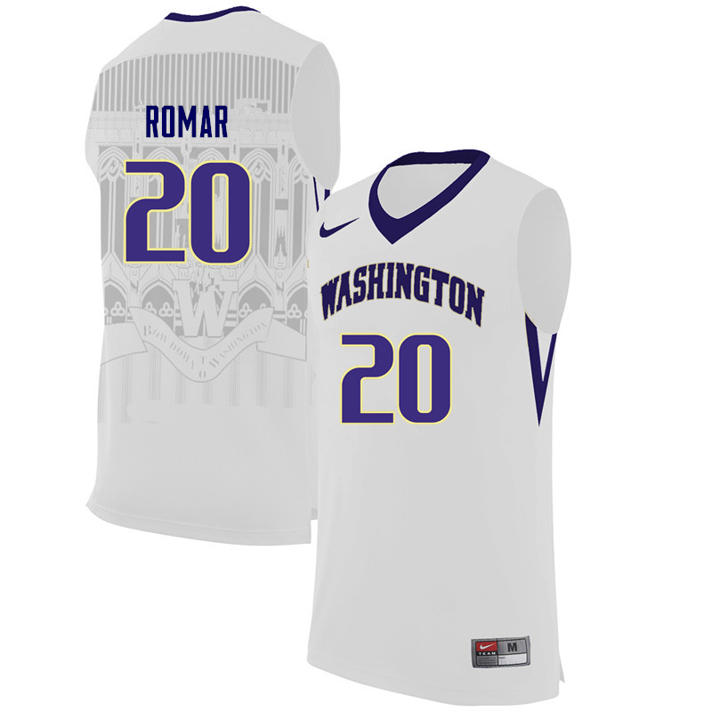 Men Washington Huskies #20 Lorenzo Romar College Basketball Jerseys Sale-White